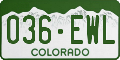 CO license plate 036EWL