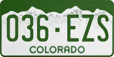CO license plate 036EZS