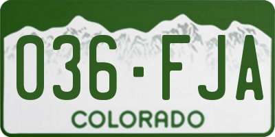 CO license plate 036FJA