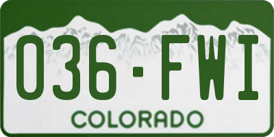 CO license plate 036FWI