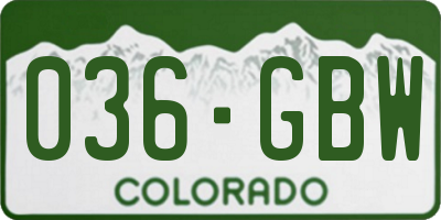 CO license plate 036GBW