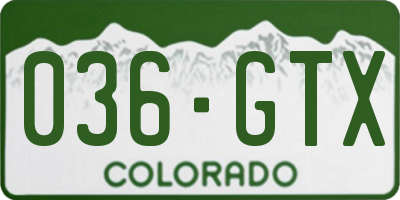CO license plate 036GTX