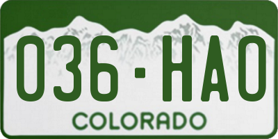 CO license plate 036HAO