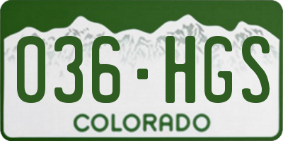 CO license plate 036HGS