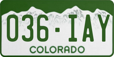 CO license plate 036IAY