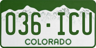 CO license plate 036ICU
