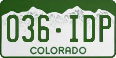 CO license plate 036IDP