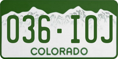 CO license plate 036IOJ
