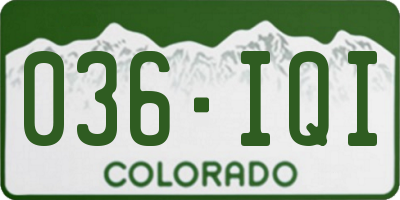 CO license plate 036IQI