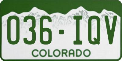 CO license plate 036IQV