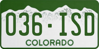 CO license plate 036ISD