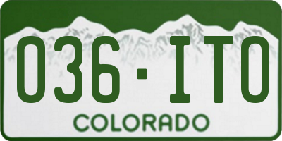 CO license plate 036ITO