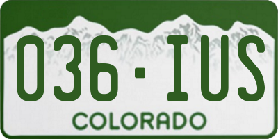 CO license plate 036IUS