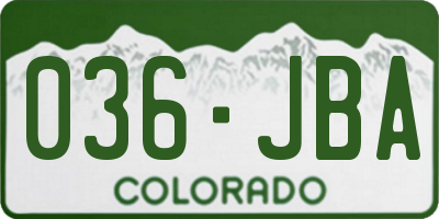 CO license plate 036JBA