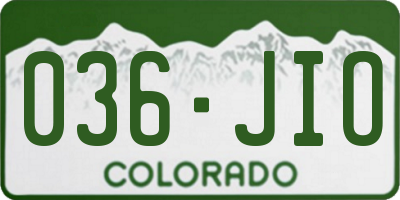 CO license plate 036JIO