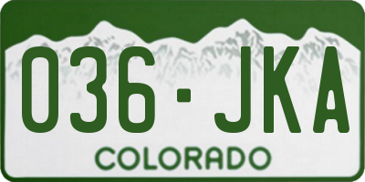 CO license plate 036JKA
