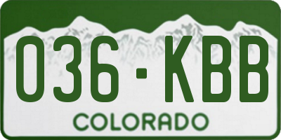 CO license plate 036KBB