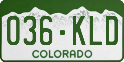 CO license plate 036KLD