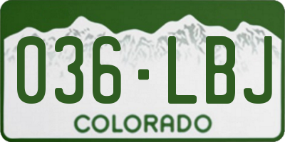 CO license plate 036LBJ
