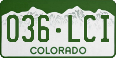 CO license plate 036LCI