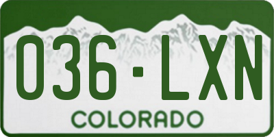 CO license plate 036LXN