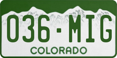 CO license plate 036MIG