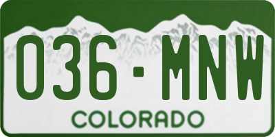 CO license plate 036MNW