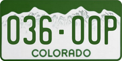 CO license plate 036OOP