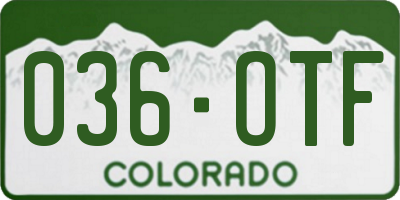 CO license plate 036OTF