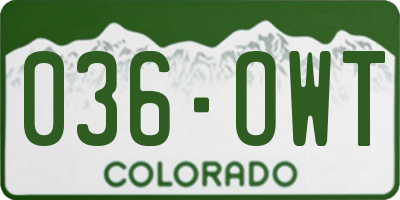 CO license plate 036OWT