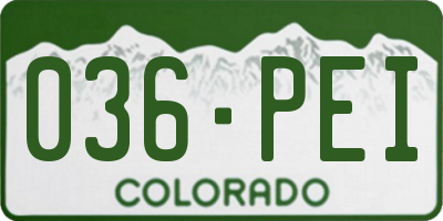 CO license plate 036PEI