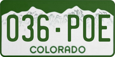 CO license plate 036POE