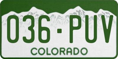 CO license plate 036PUV