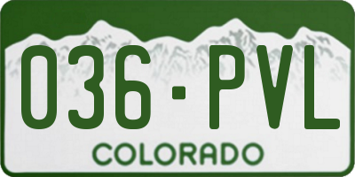 CO license plate 036PVL