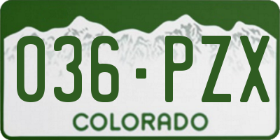 CO license plate 036PZX