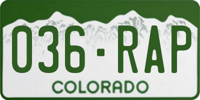 CO license plate 036RAP