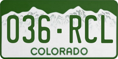 CO license plate 036RCL