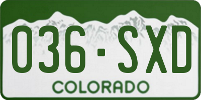 CO license plate 036SXD