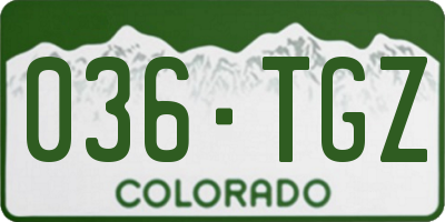 CO license plate 036TGZ