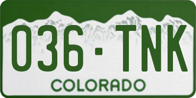 CO license plate 036TNK