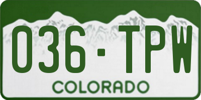 CO license plate 036TPW