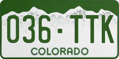 CO license plate 036TTK