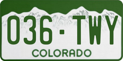 CO license plate 036TWY