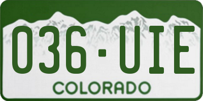 CO license plate 036UIE