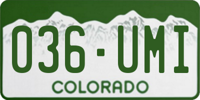 CO license plate 036UMI