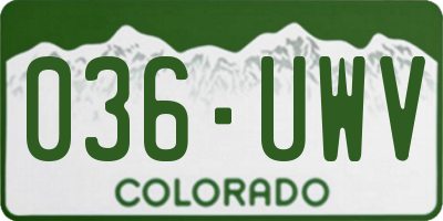 CO license plate 036UWV