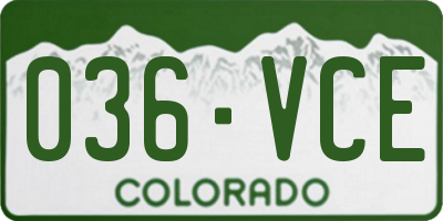 CO license plate 036VCE