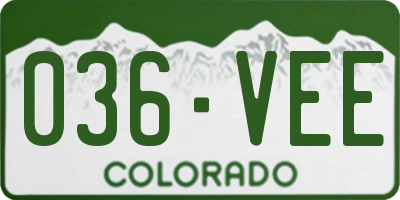CO license plate 036VEE