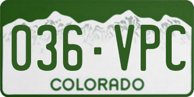 CO license plate 036VPC