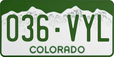 CO license plate 036VYL